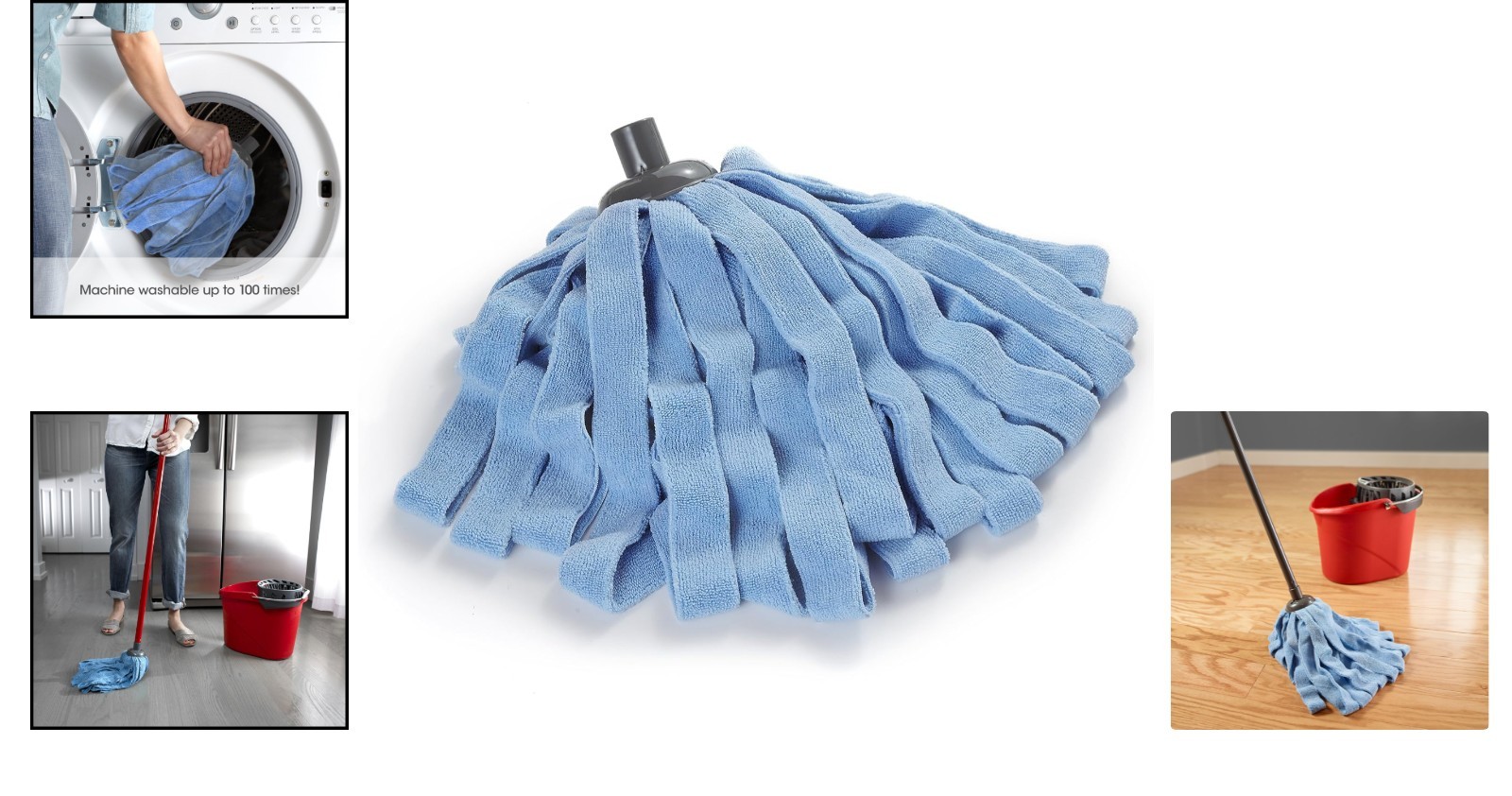 Blue Microfiber Cloth Mop Refill – 1 Count, Removes 99% Bacteria with Water