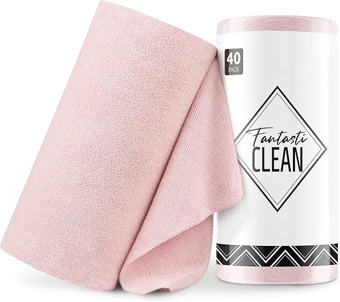 40 Pack 12″ ×12″ Tear Away Microfiber Towels Reusable Washable Ultra Absorbent
