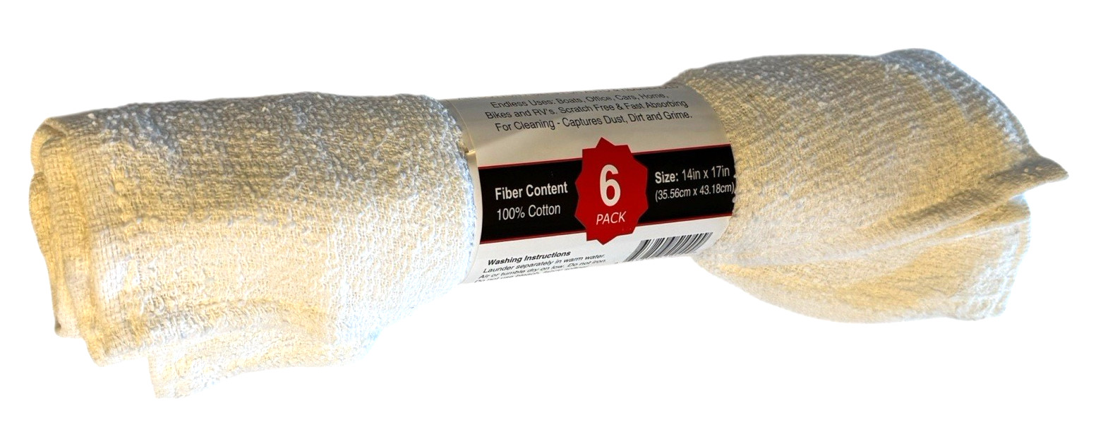 All Purpose Terry Towels, 100% Cotton, 14″ x 17″ – 18 pcs (3 x 6 Packs) White