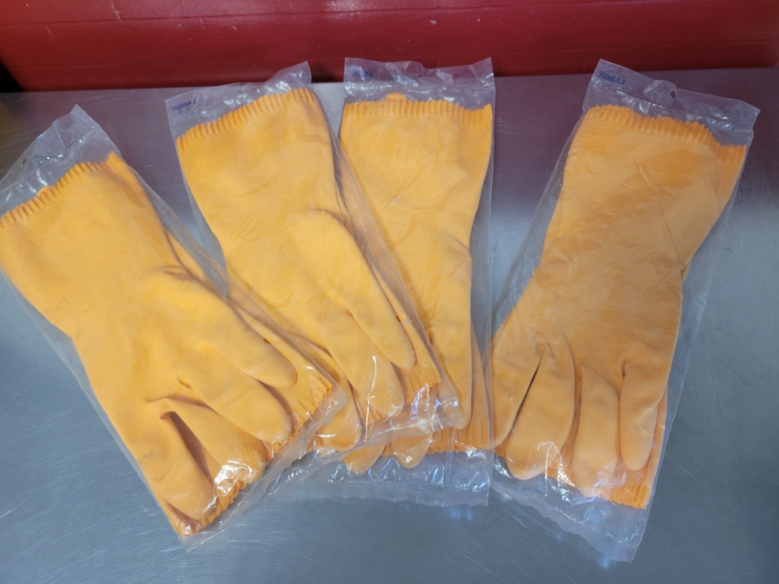 Vtg ~ SUNNY ~ Rubber Gloves ~ NOS Yellow Longer Cuff ~ Large ~ Dishwash Cleaning