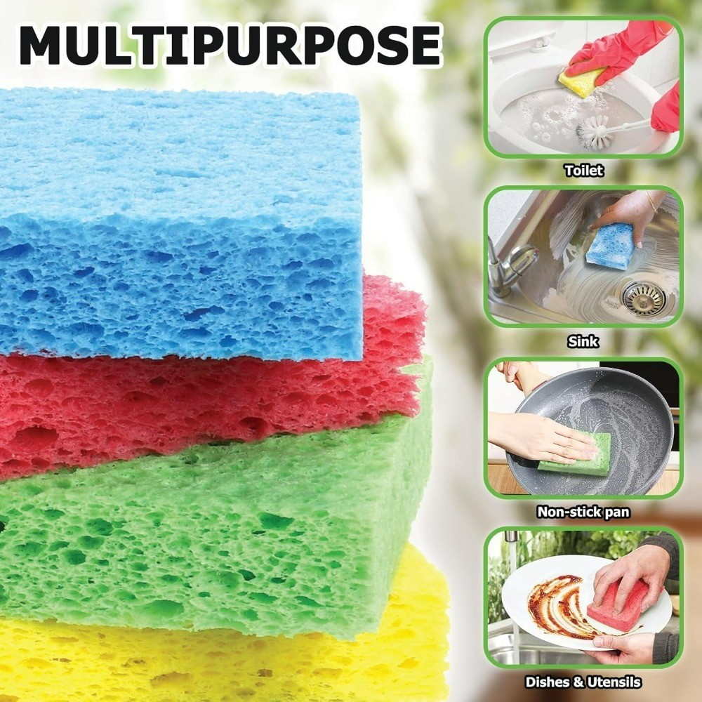 Compressed Cellulose Sponges 12 Pack Biodegradable Compostable Multipurpose