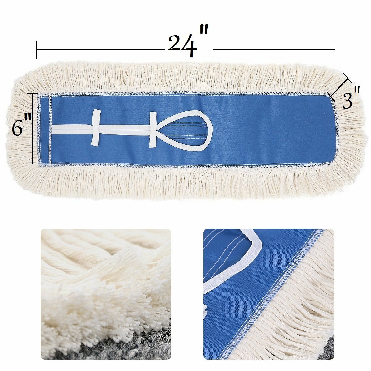 24” Industrial Strength Cotton Dust Mop Head Refill Thick Tufted Replacement