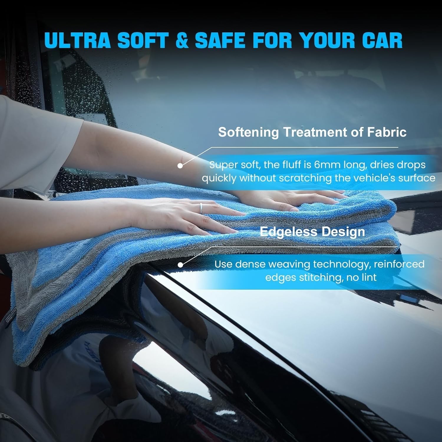 48″x24″ Double Twisted Loop Car Drying Towels – Streak-Free & Scratch-Free Care
