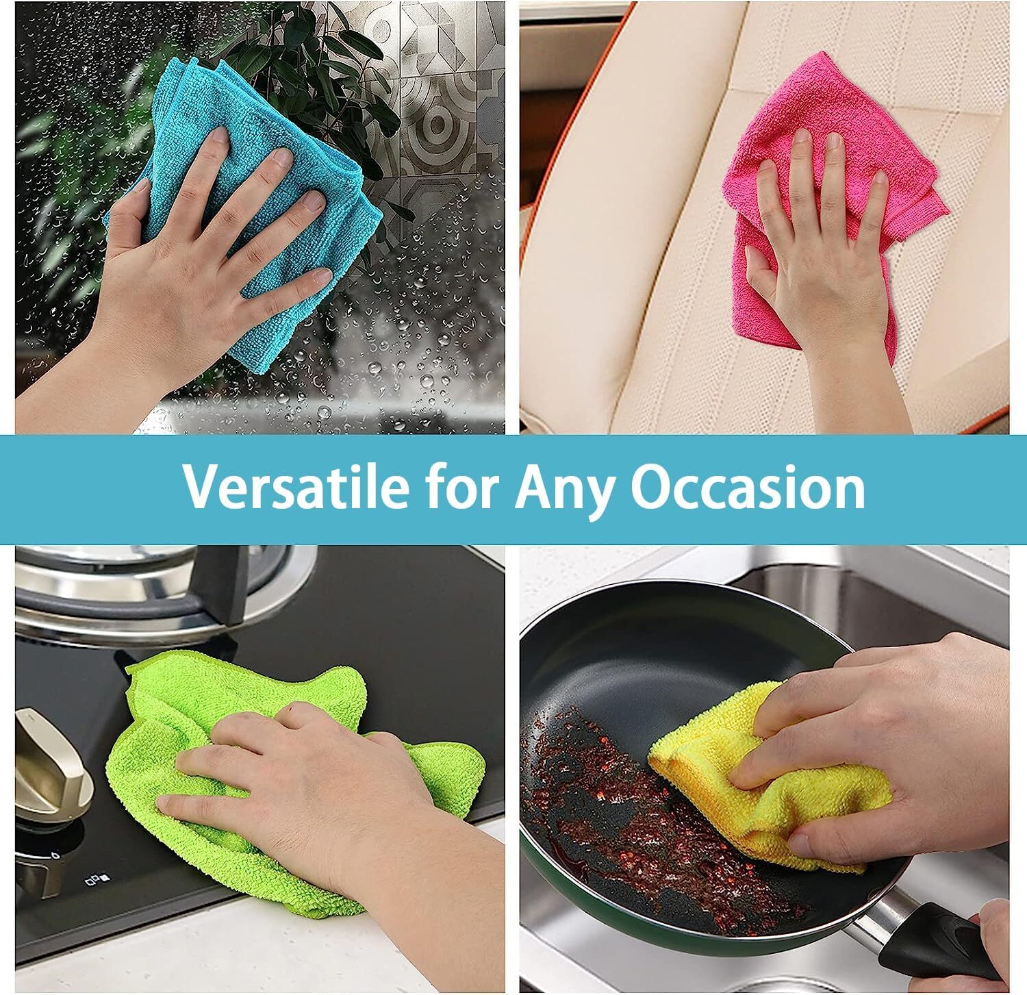Microfiber Cleaning Cloth Set of 50 Towel Rag Car Polishing Detailing No-Scratch