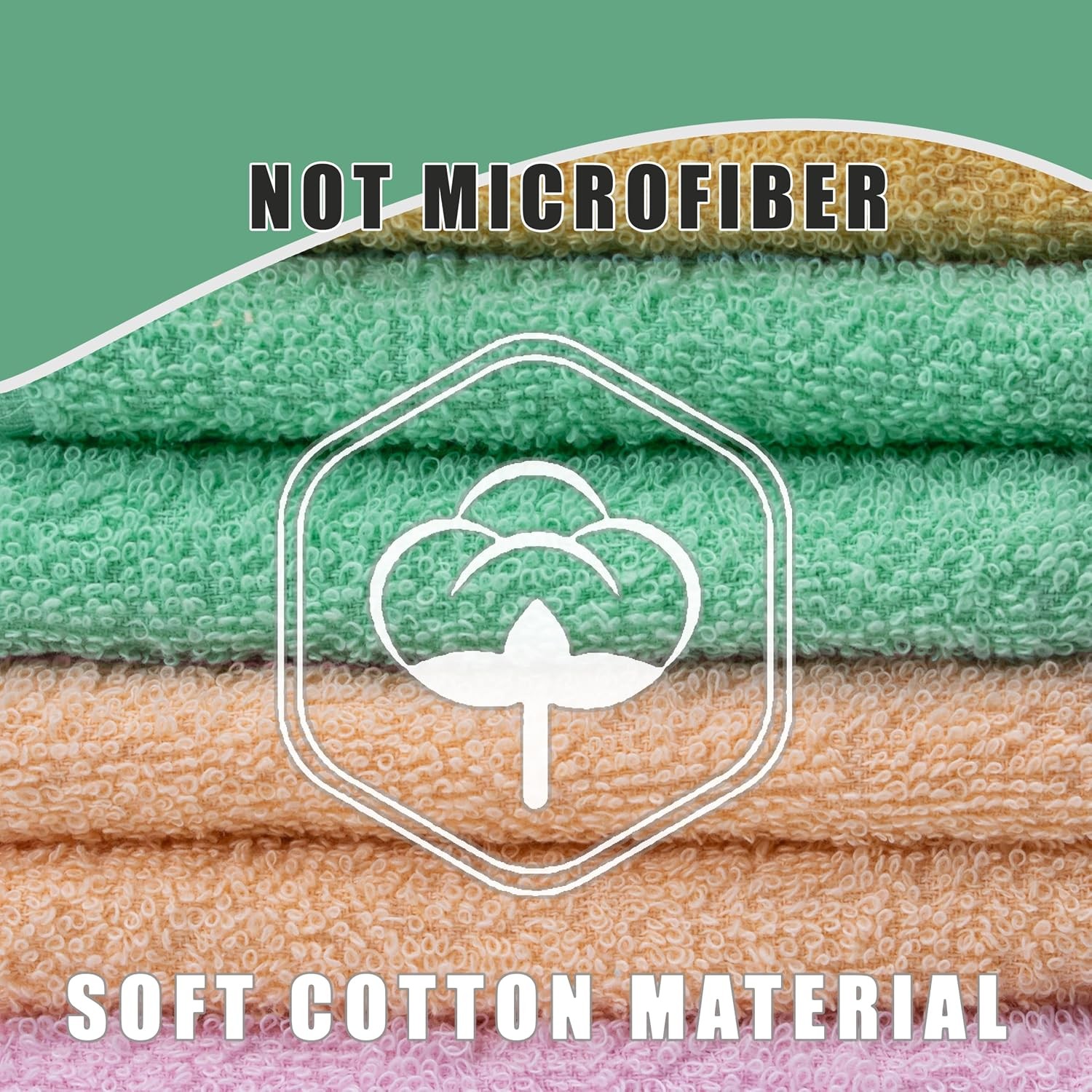 Terry Washcloths – 12×12 Inches – Pack of 10 – Multicolor – Highly Absorbent,
