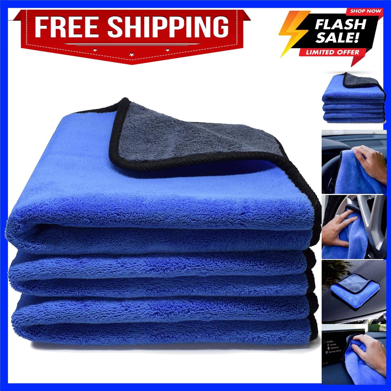 Microfiber Towels for Cars 3 Pieces 500 GSM polishing Cleaning Home, car and …