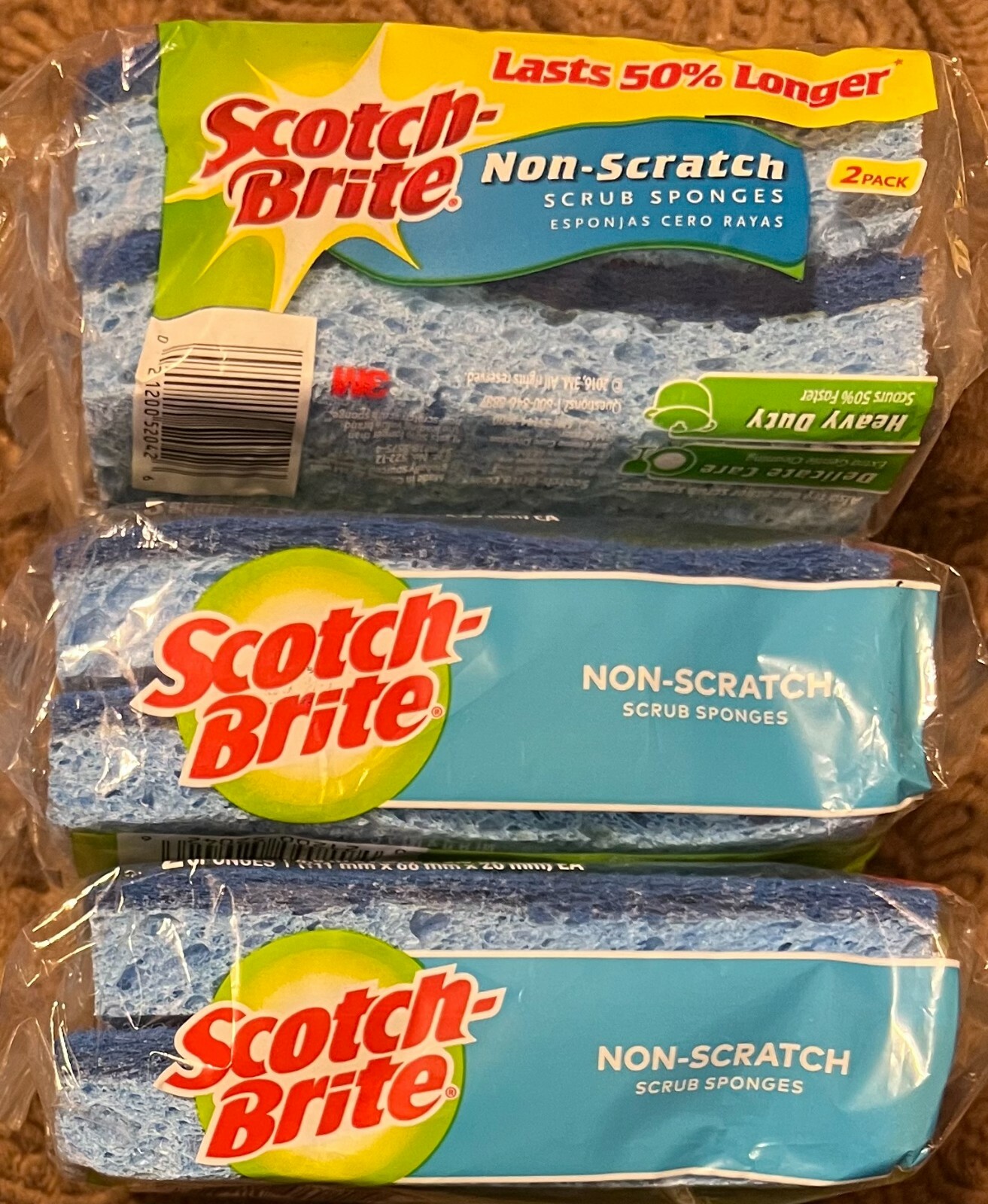 6 Count Scotch-Brite 3M Non-Scratch Scrub Sponges (Blue) – 3 x 2 Sponges