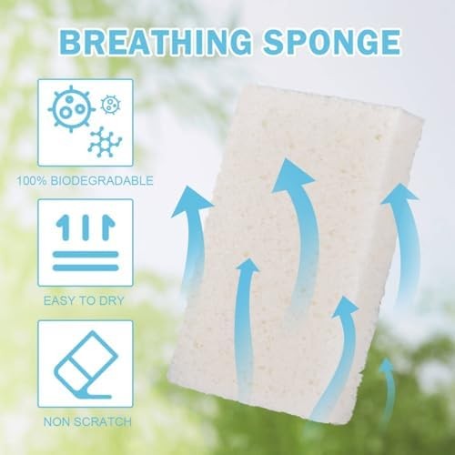 White Sponges Kitchen 10 Pack Natural Compressed Cellulose Sponges for Dishes No