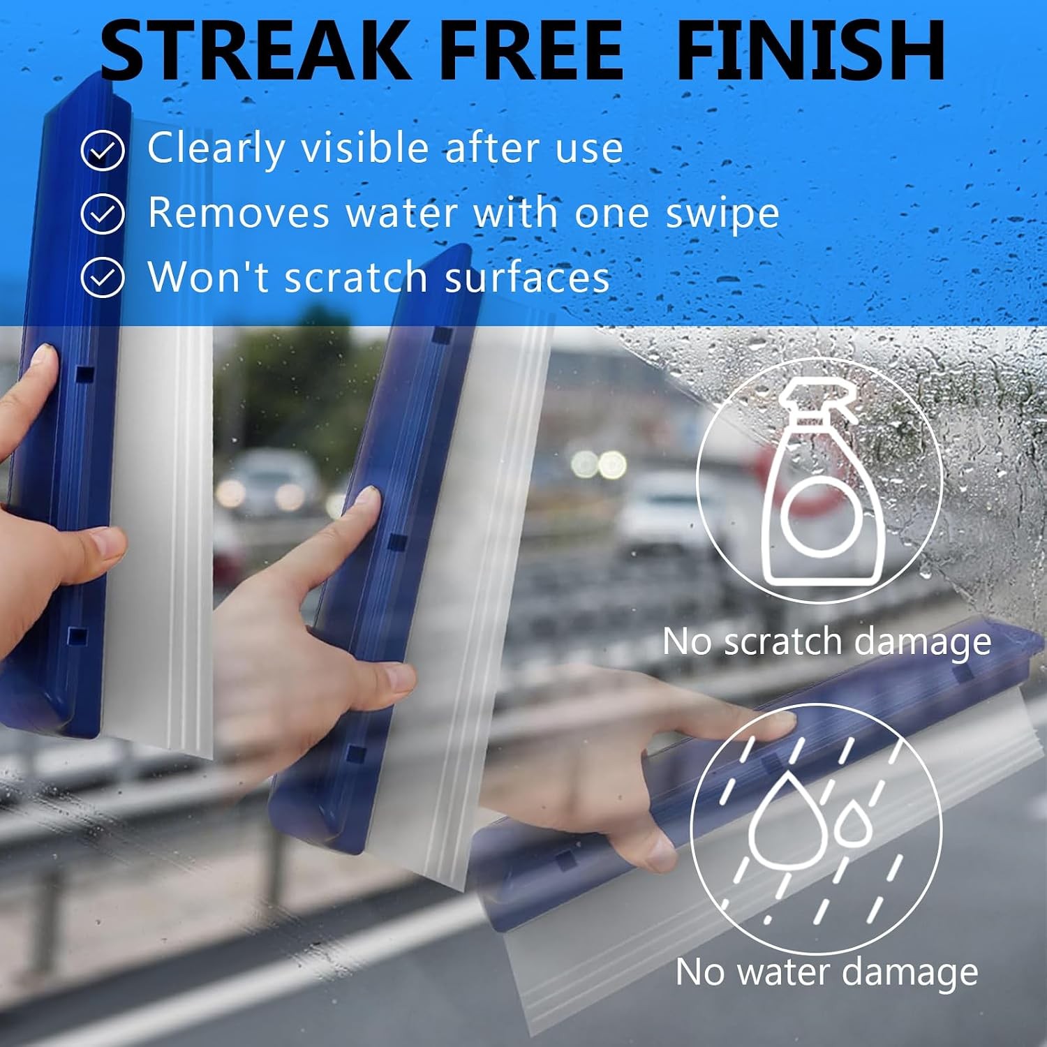 Professional Automotive Wiper Blade Squeegee, 12 inch 3-Layer Silicone Water