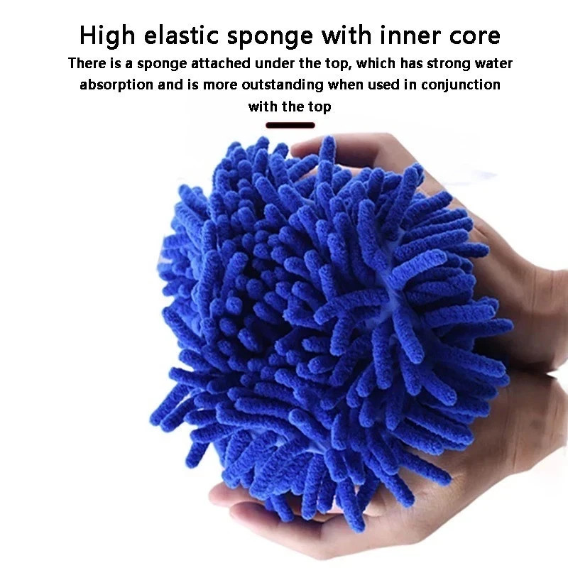 **Microfiber Chenille Car Wash Sponge Glove – Soft Auto Cleaning Brush Pad Towel