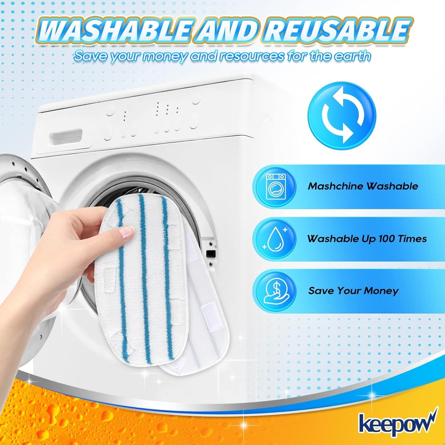 Durable & Washable Steam Mop Pads – Compatible with PurSteam 10-in-1 (5 Pack)