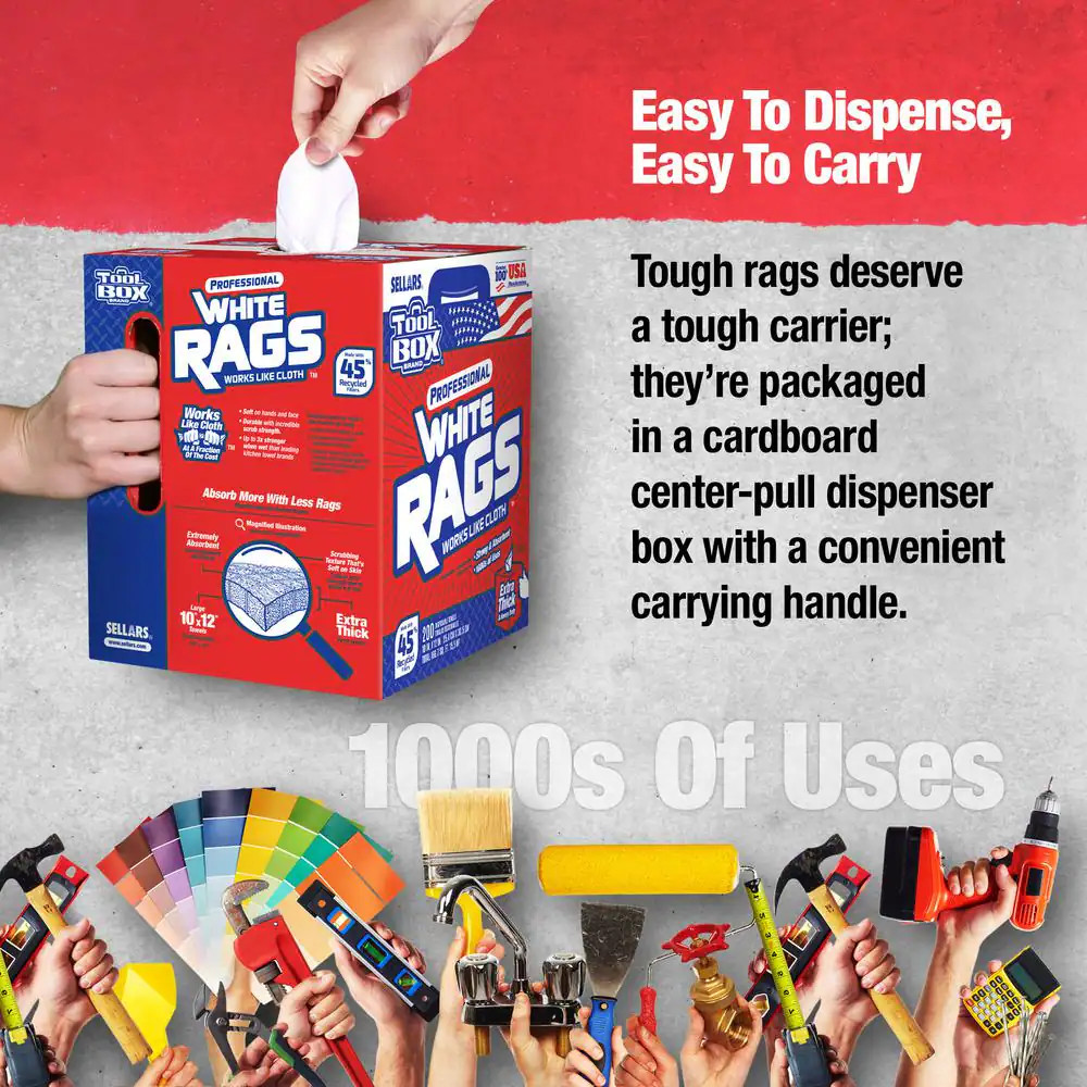 NEW 200-Count Natural Fiber White Painter’s Rags Lint-Free & Highly Absorbent