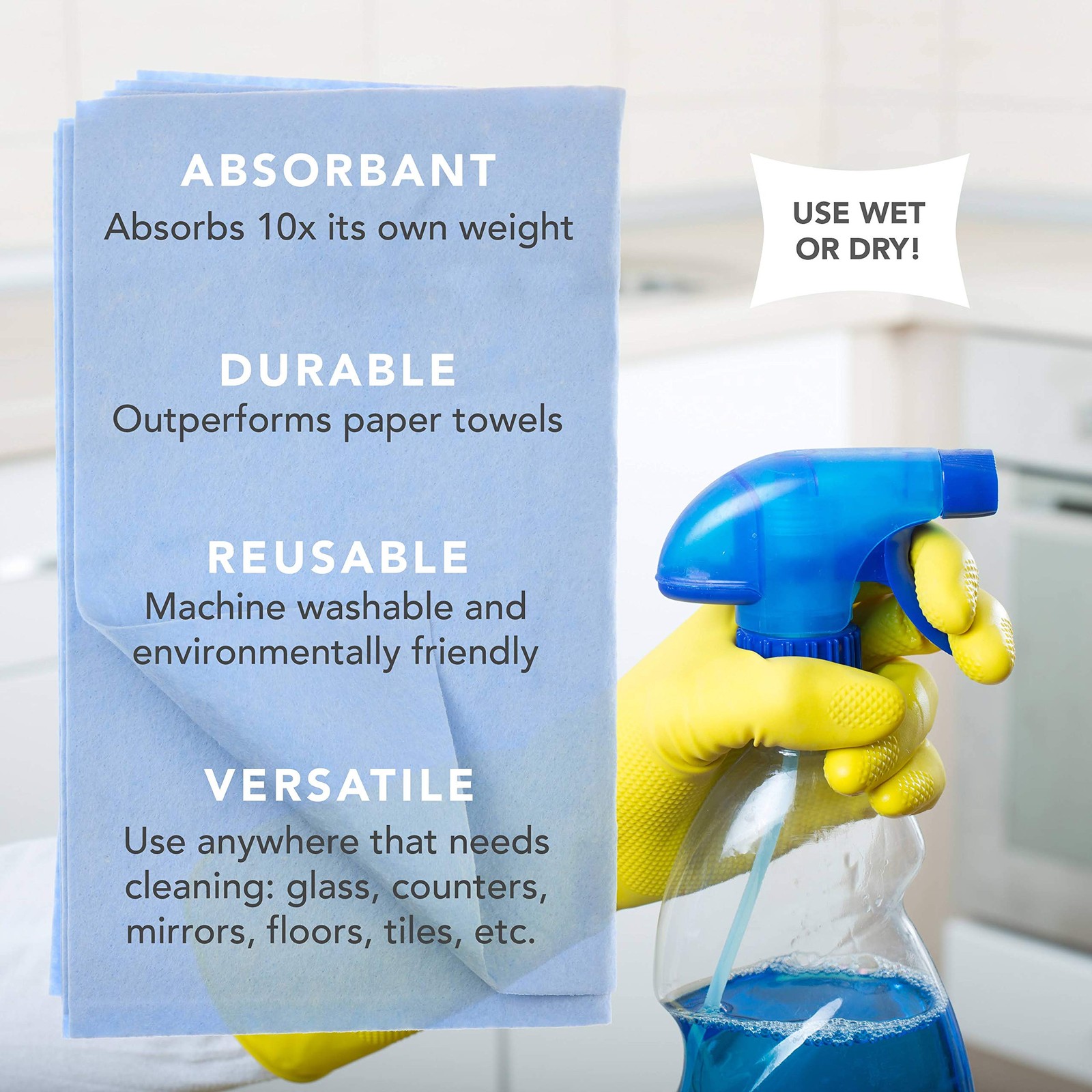 Kitchen and Bath Amazing Wipes – Absorbent and Reusable Cloth for Washing, Dr…