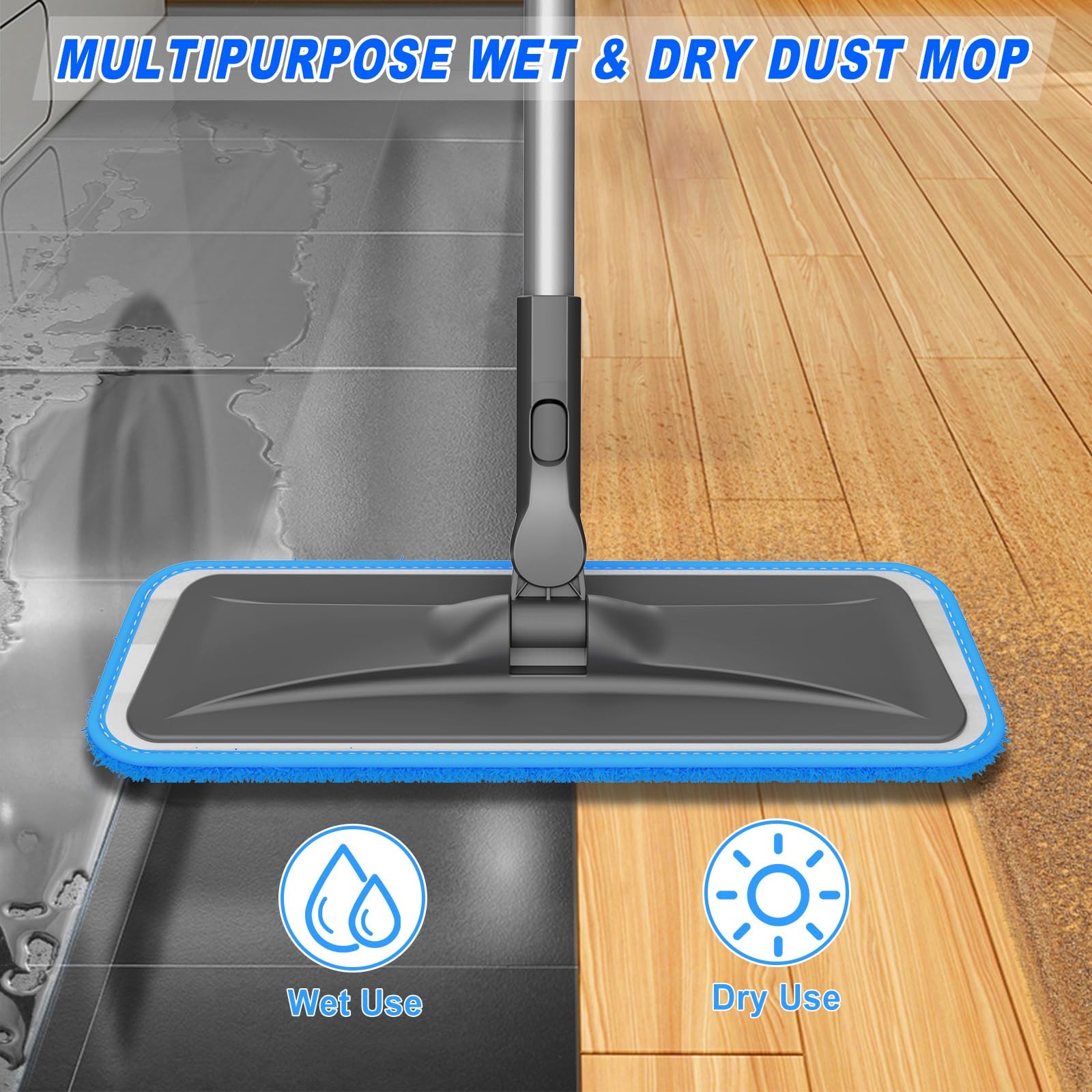 BPAWA Microfiber Mops for Floor Cleaning Flat Mop for Hardwood Tile Wood 4