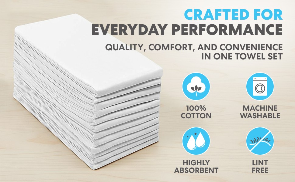 Simpli-Magic Flour Sack Kitchen Towels 24″x24″ (12 Pack) – 100% Cotton,