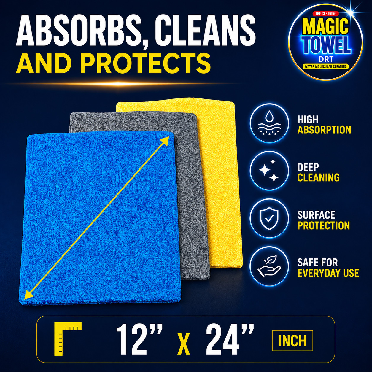The Cleaning Magic Towel – PVA Micro Cloth- Ultra Absorbent, Lint-Free, Multiuso