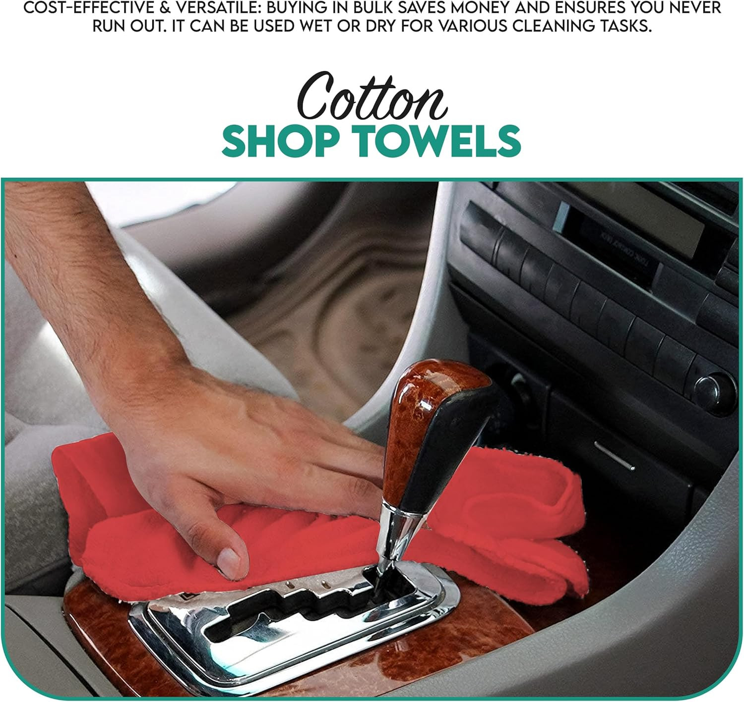 ZUPERIA Cotton Shop Towel – Multipurpose Cleaning Cloths (14″ x 12″ – Pack of 15