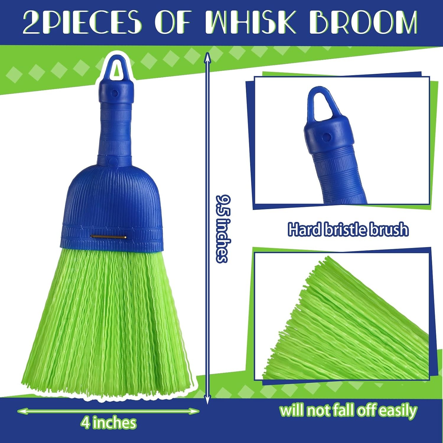 2 Pcs Whisk Broom Poly Fiber Handheld Brush Hand Brush Outdoor Car Broom with