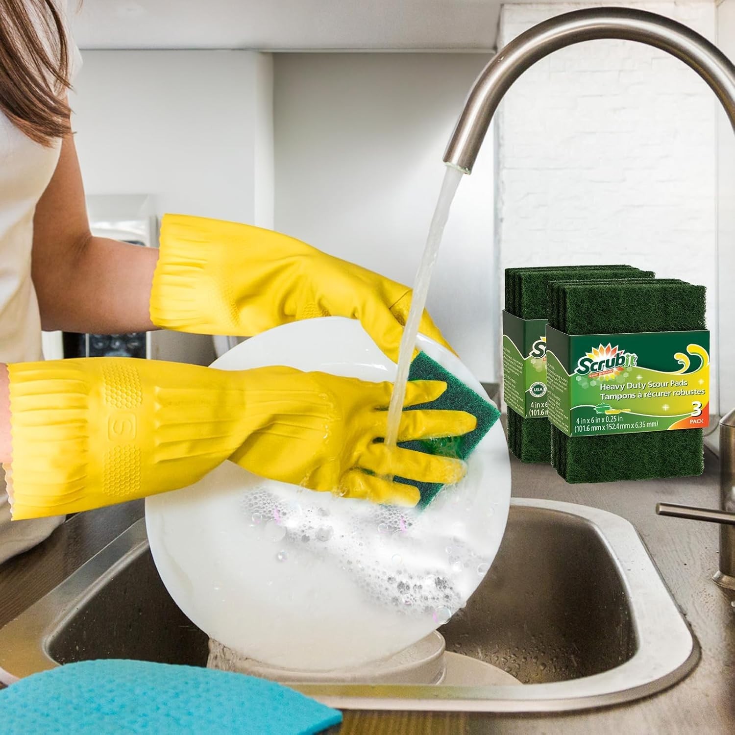 12 Pack Green Scouring Pads – Heavy Duty Non-Scratch Cleaning Solution