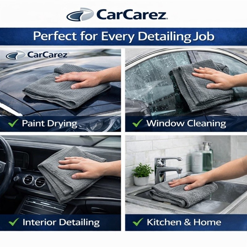 CarCarez Gray Waffle Microfiber Towels 16″x24″ 380GSM 120 Pack Bulk Case
