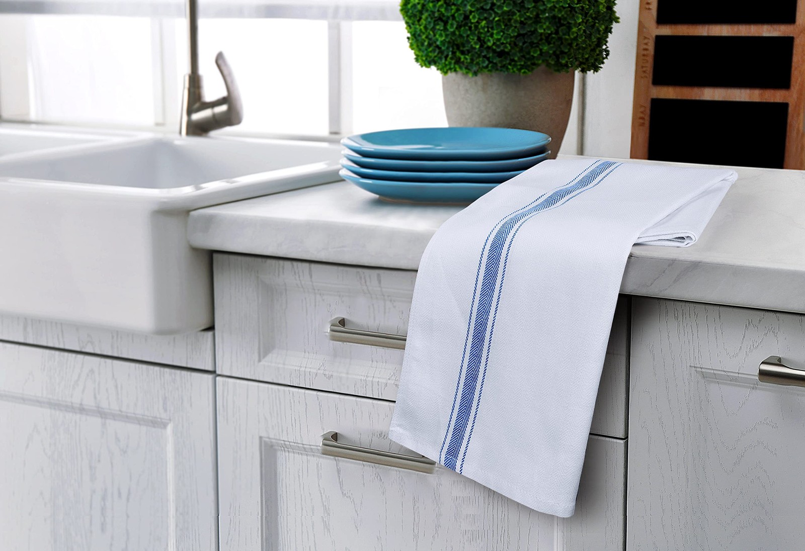 Utopia Towels Blue Dish Towels [12 Pack – 15 x 25 Inches] 100% Ring Spun Cott…