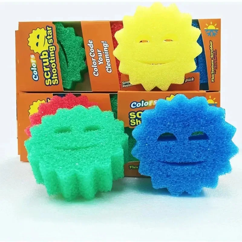 1/2PCS for Kitchen Dishwashing Sponge Rag Powerful Scouring Pad Bathroom Cleanin