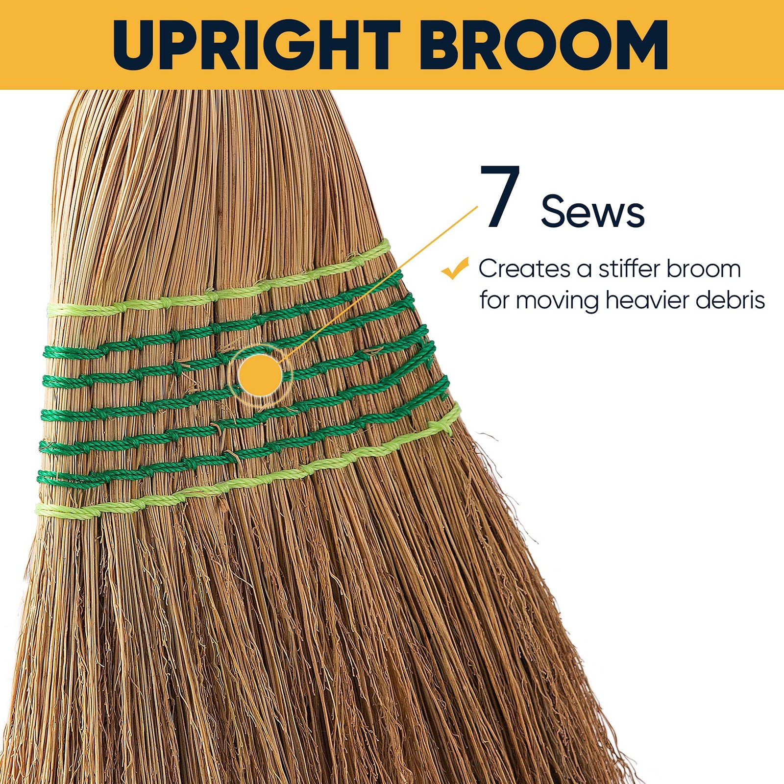 Heavy-Duty Corn Broom Commercial Indoor Outdoor Broom 59.8 inch Tall for Cour…