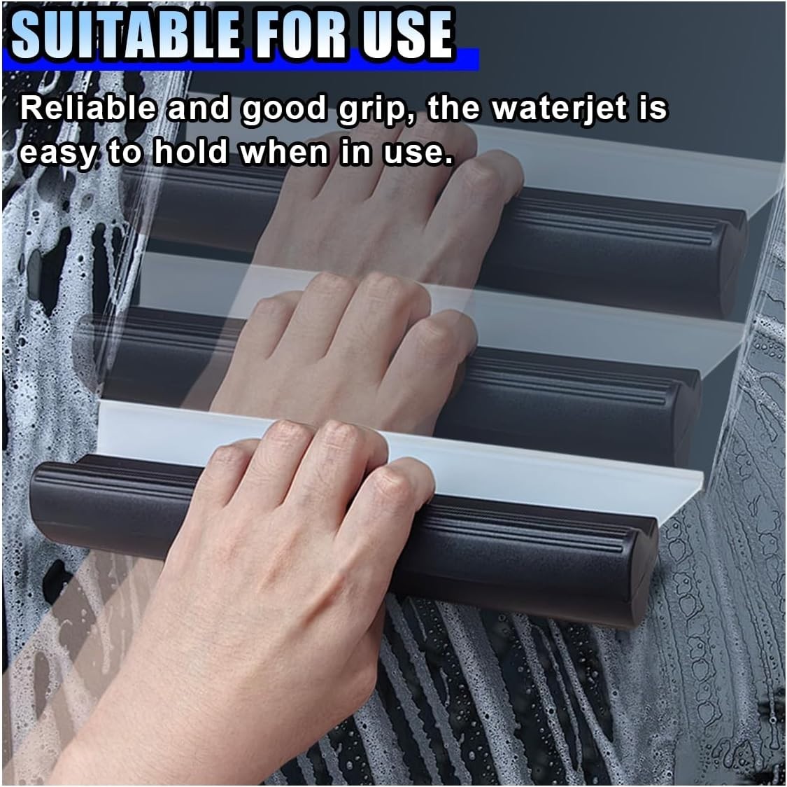 2PCS 10 Inch T-Bar Water Blade Squeegee for Drying, Flexible Silicone Car Water