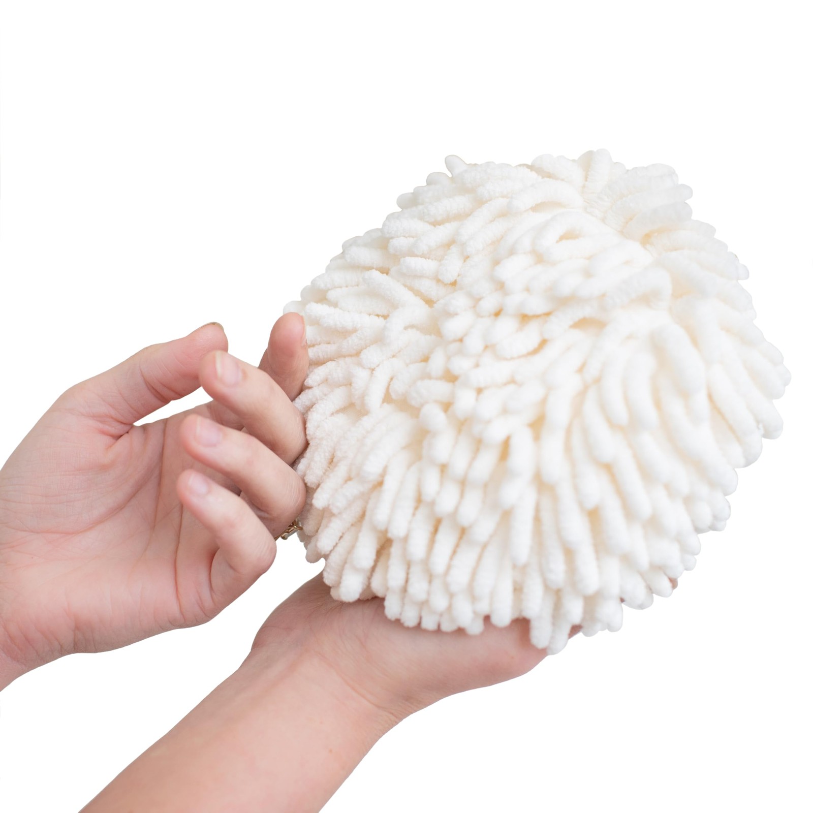 JJ KENT Fluffy Puffins Microfiber Hand 7 inches x 7 inches, Grey and White