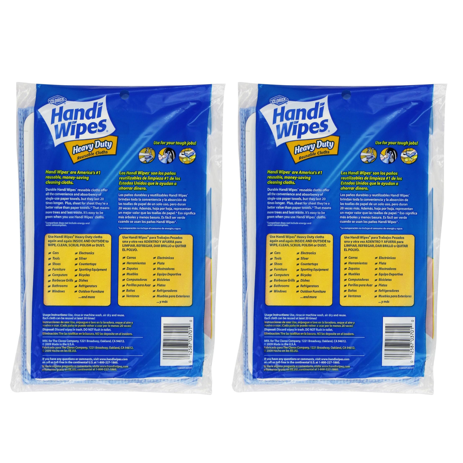 Clorox Handi Wipes Heavy Duty Reusable Cloths, 3 Count, 2 Pack Blue
