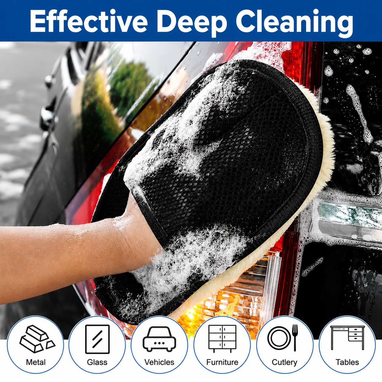 Car Wash Mitt Microfiber Cleaning Glove Soft Wool Wash Sponge Scratch Free