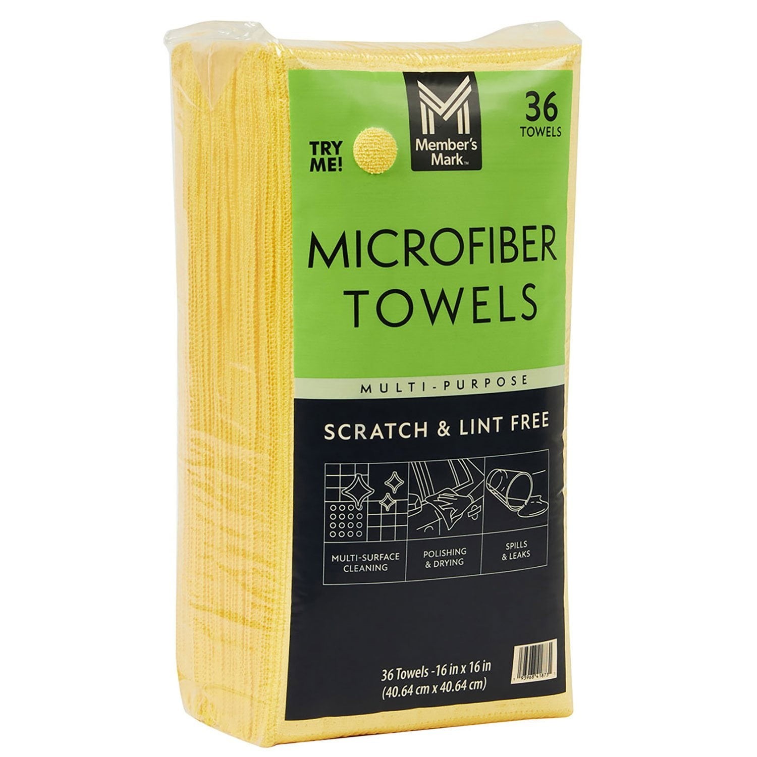 Member’s Mark 16″ x 16″ Microfiber Towels, 36 Count.