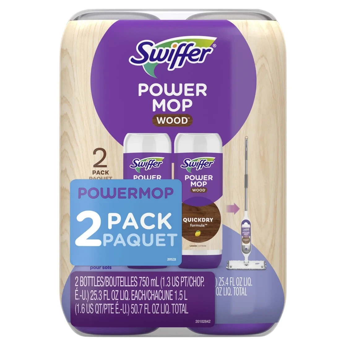 Swiffer Power Mop Wood Quickdry Floor Cleaner – 2 Pack 25.3 oz. each