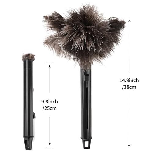 Retractable Feather Duster-Genuine Ostrich Feathers,Anti-Static,Reusable Eco