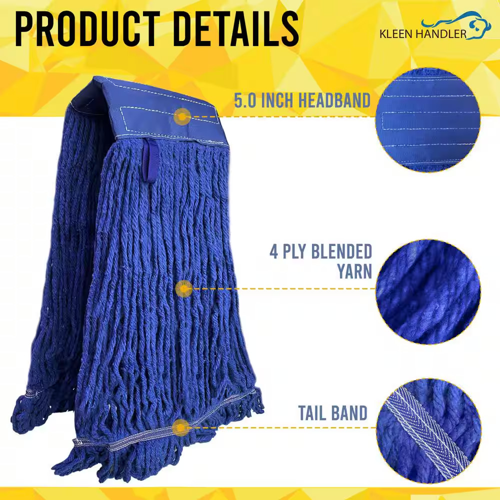 5 In. Loop End Commercial String Mop Blended Mop Head Replacement Refill 32 Oz.