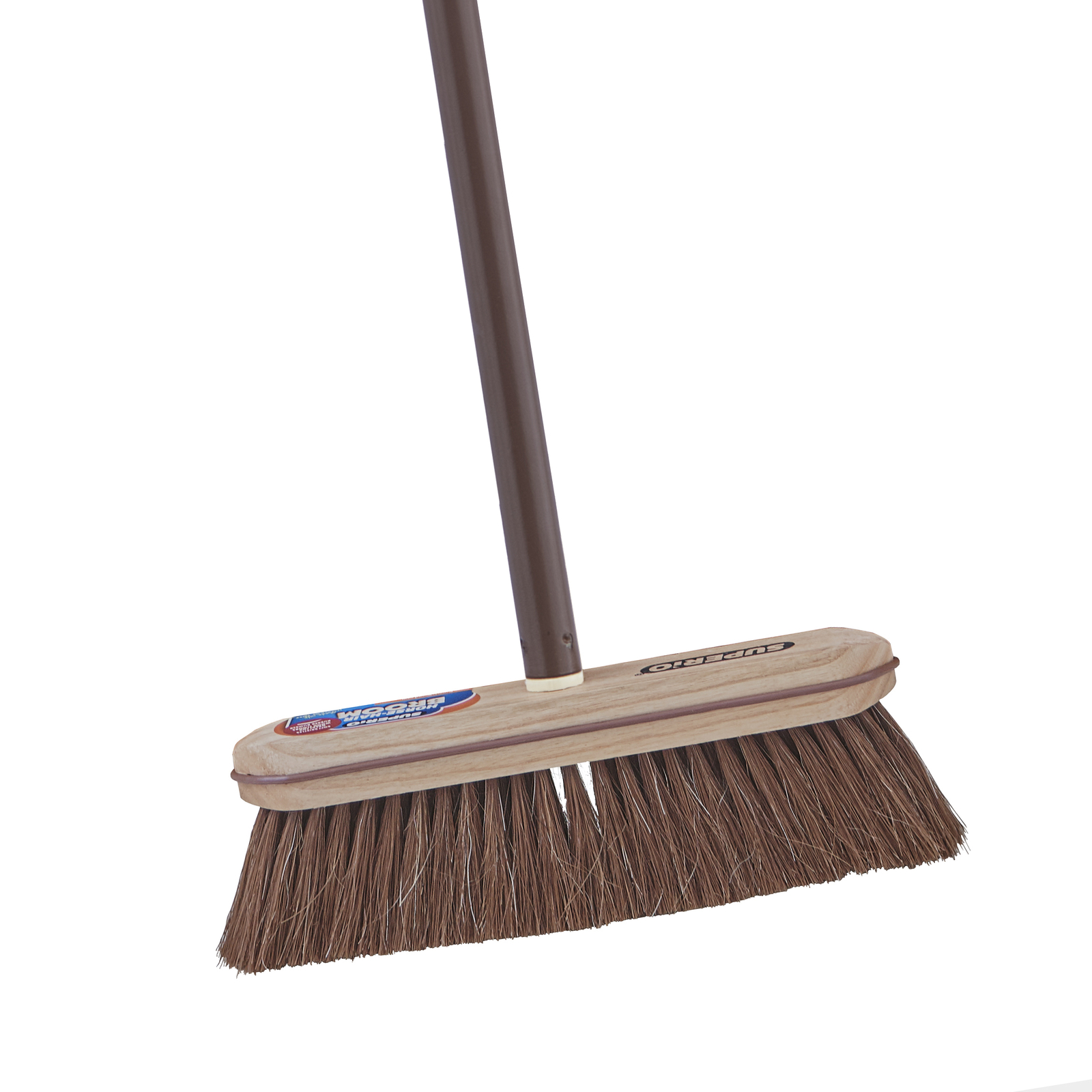 Superio Horsehair Broom – Brown Metal Handle 48″, Durable Sweeping Broom, Home