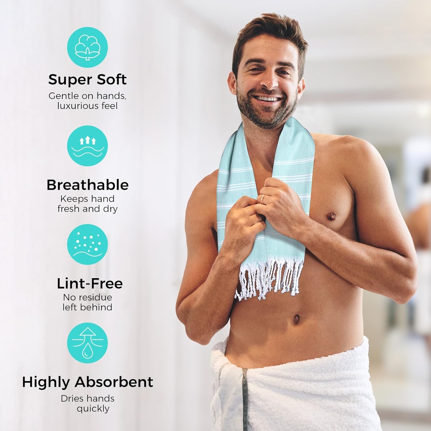Hand Towels for Bathroom – 2-Pack,20×30 Inch-100% Cotton,Turkish Bathroom Hand