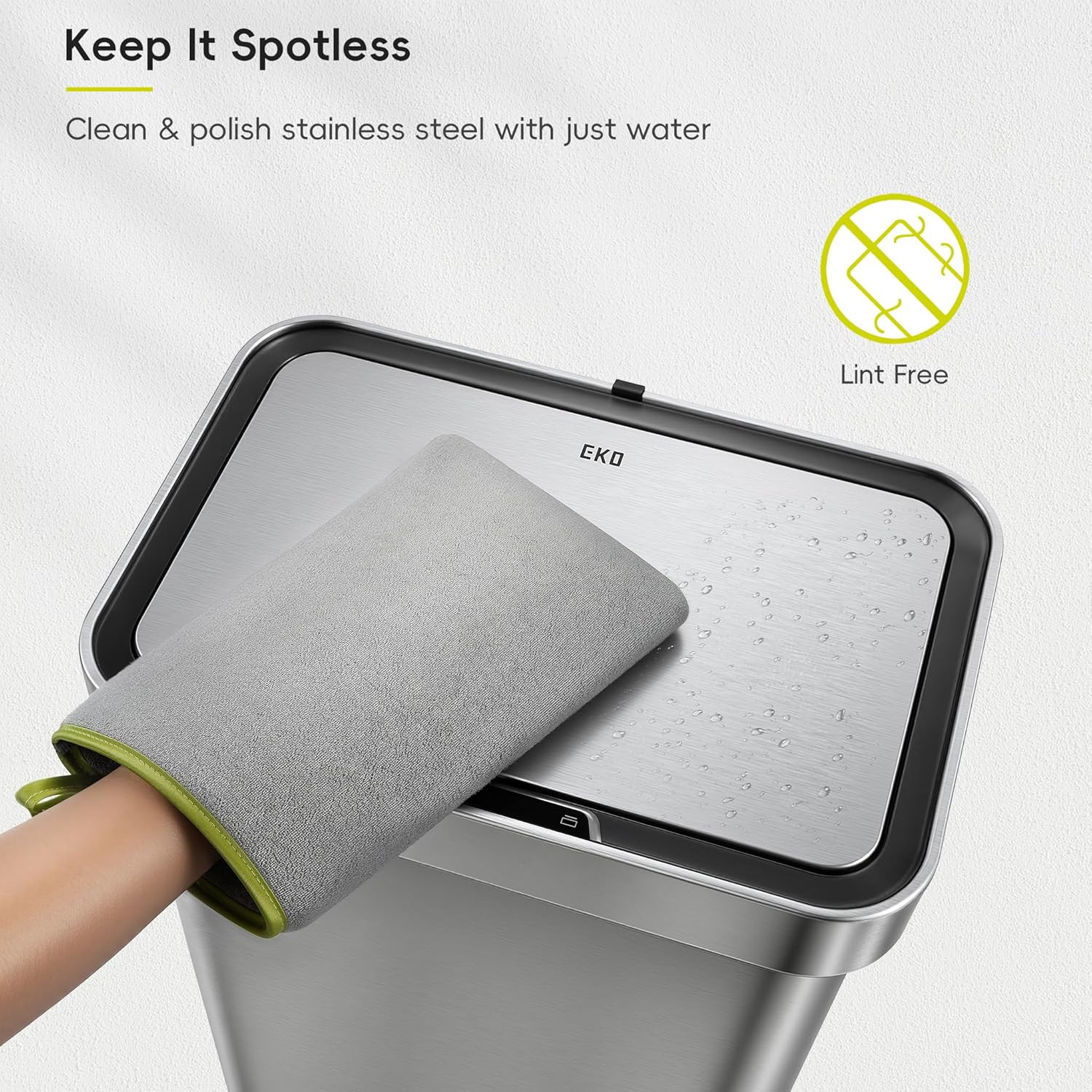 EKO Microfiber Cleaning Mitt for Stainless Steel – Lint-Free Reusable Polishing