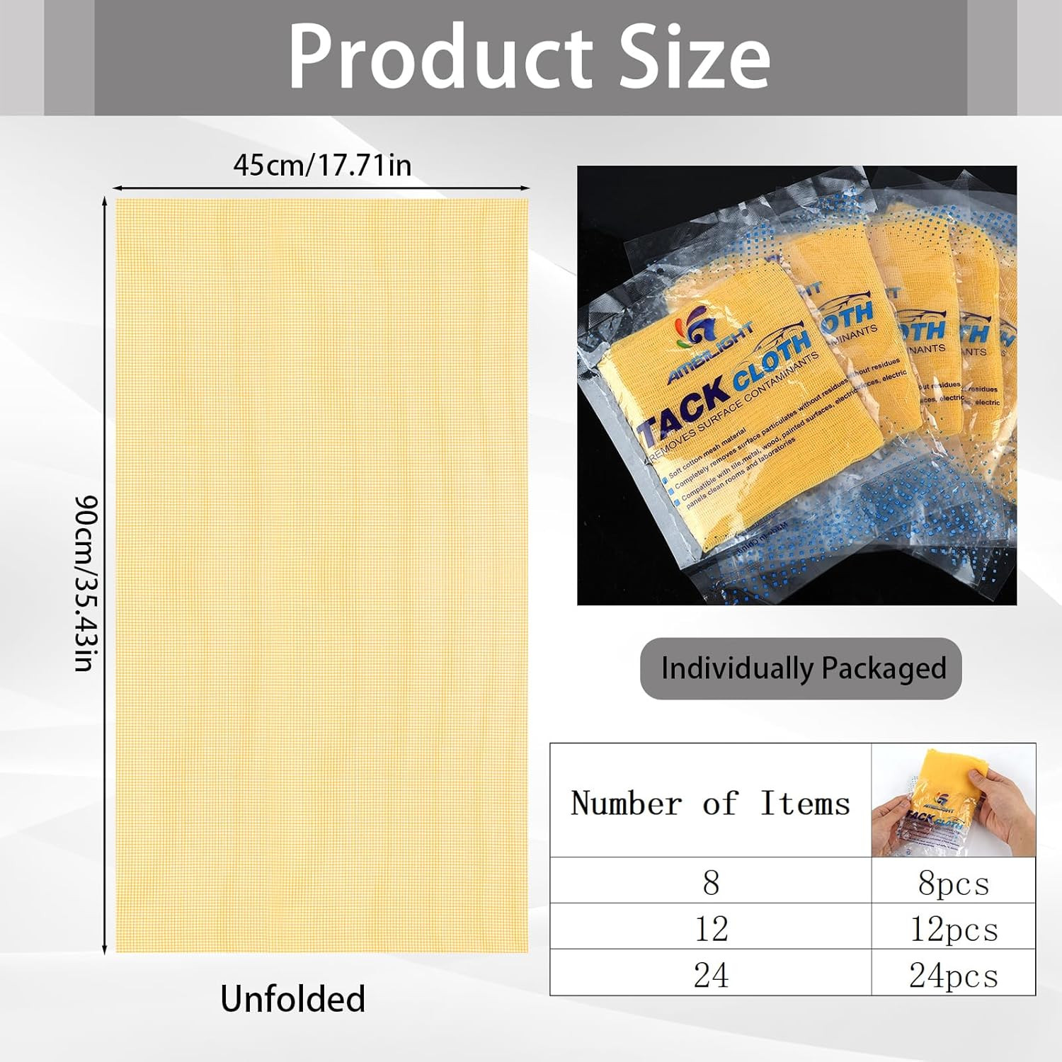 8 Pack Tack Cloths, Tack Rags for Woodworking, 17.7 X 35.4 in Tac Cloth Dust Sta