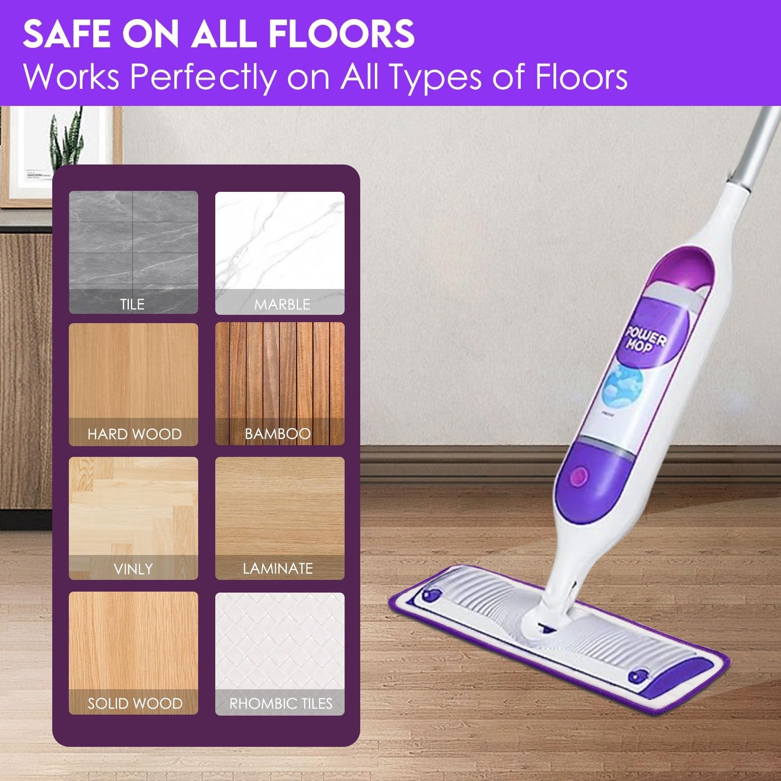 Reusable Power Mop Refill Pads for Swiffer Starter 3 Pack (Purple)