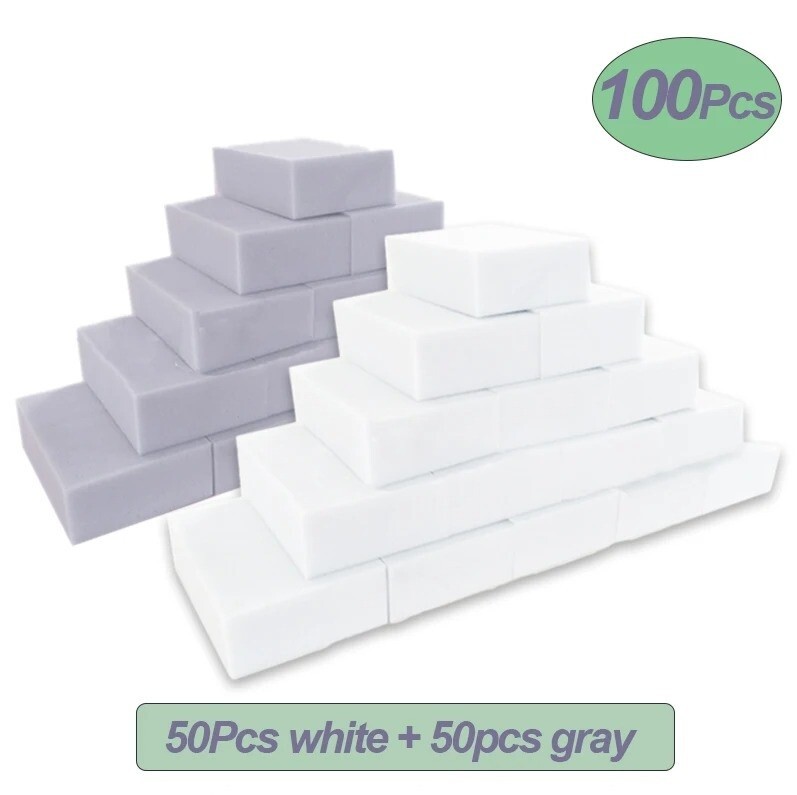100pcs/lot Melamine Sponge Magic Eraser Gray White Multifunctional Nano Cleaning
