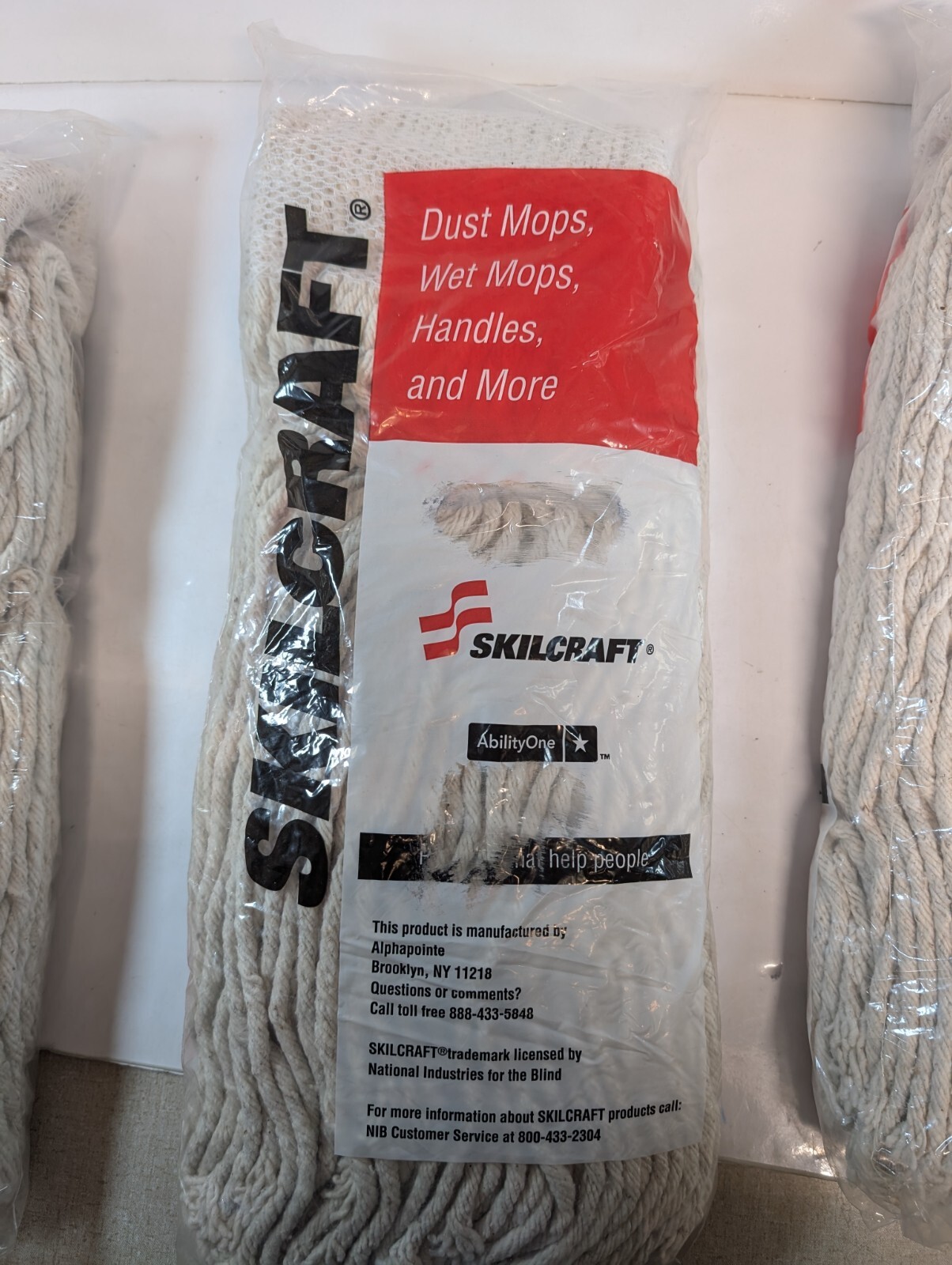 Luxor 32 oz Cotton blend Wet Mop 8 PLy Cut End, Lot Of 3