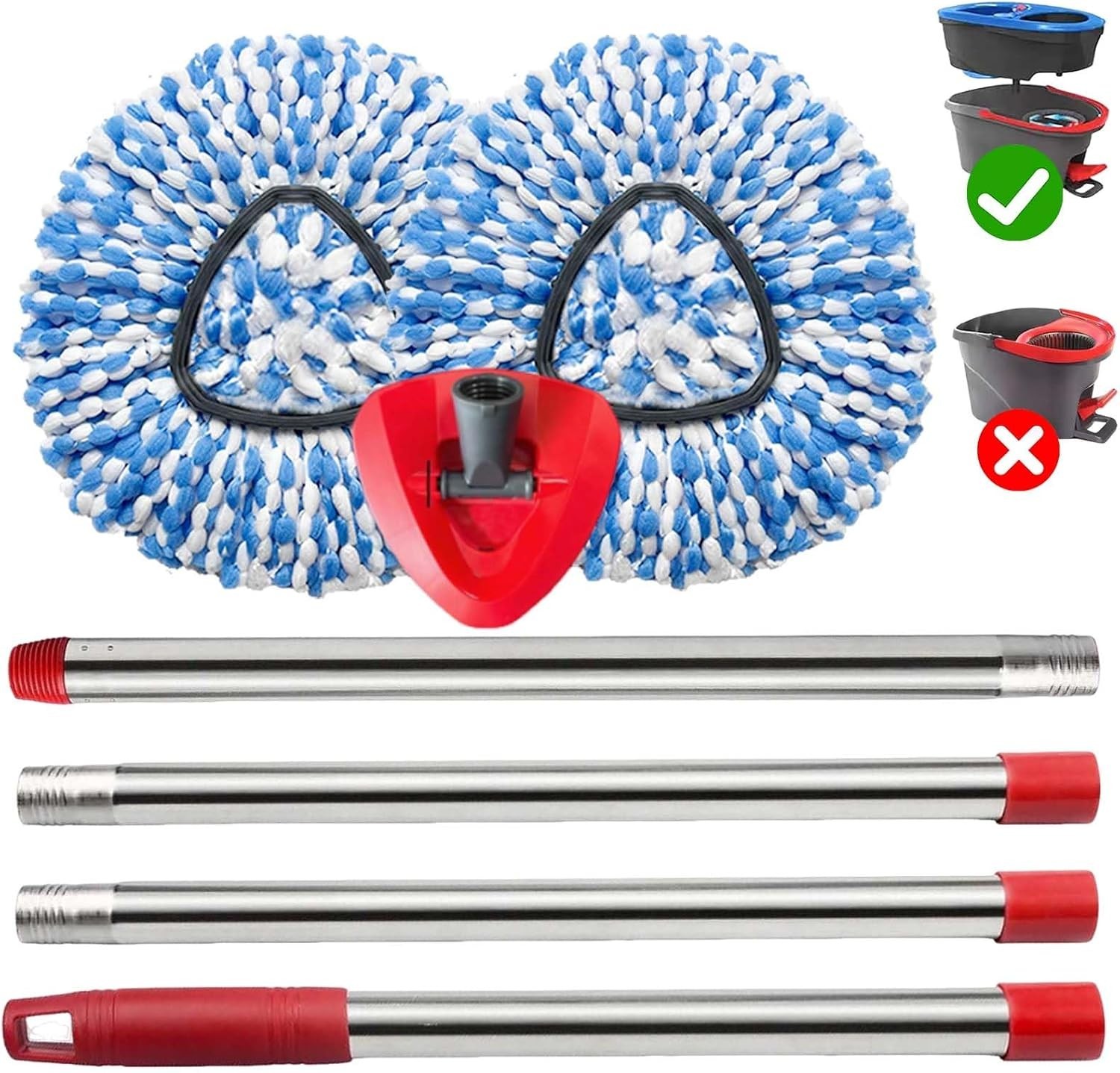 Spin Mop Replace Heads for O Cedar Rinse Clean 2 Tank System, Spin Mop Replac