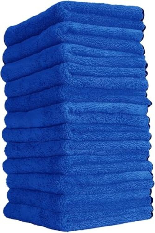 Professional Grade Premium Microfiber Towels for Cars, 16″ x 16″, Ultra Blue