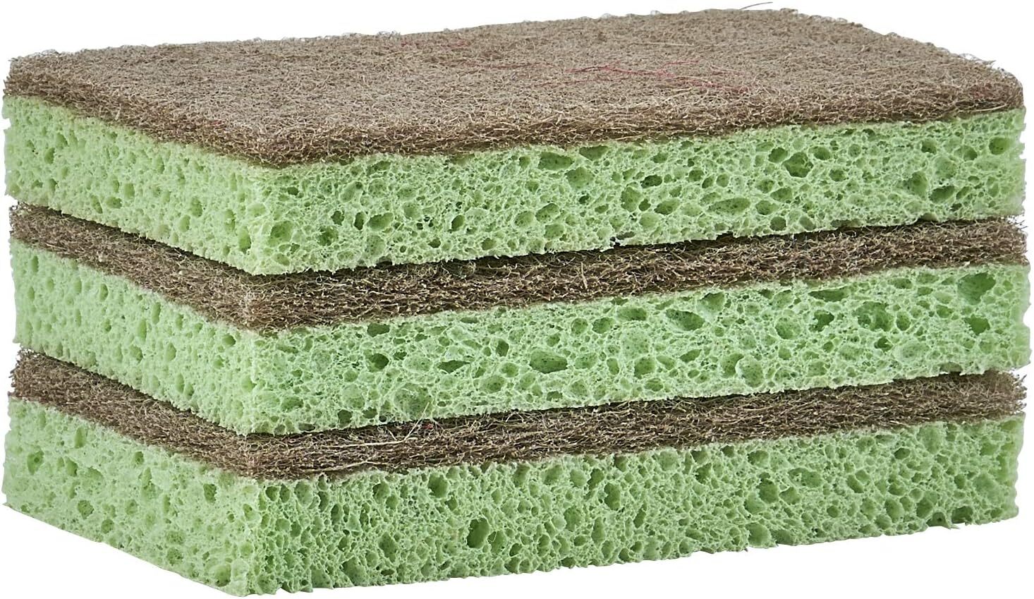 Superio Non-Scratch Natural Sisal Cellulose Sponge with Scouring Pad, 3 Pack