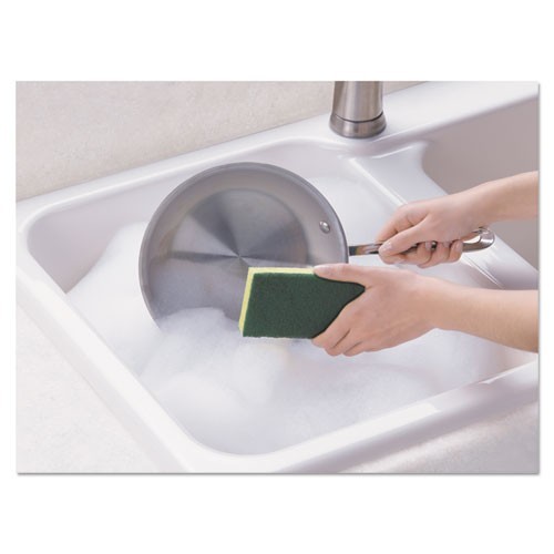 Scotch-Brite Heavy-Duty Scrub Sponge, 4.5×2.7, 0.6″ Thick, Yellow/Green, 3/Pack