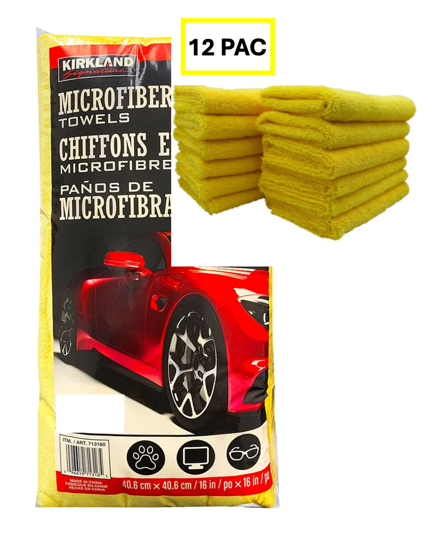 KIRKLAND SIGNATURE Microfiber Towels 16″ x 16″ 12 PCS for car & cleaning (New)