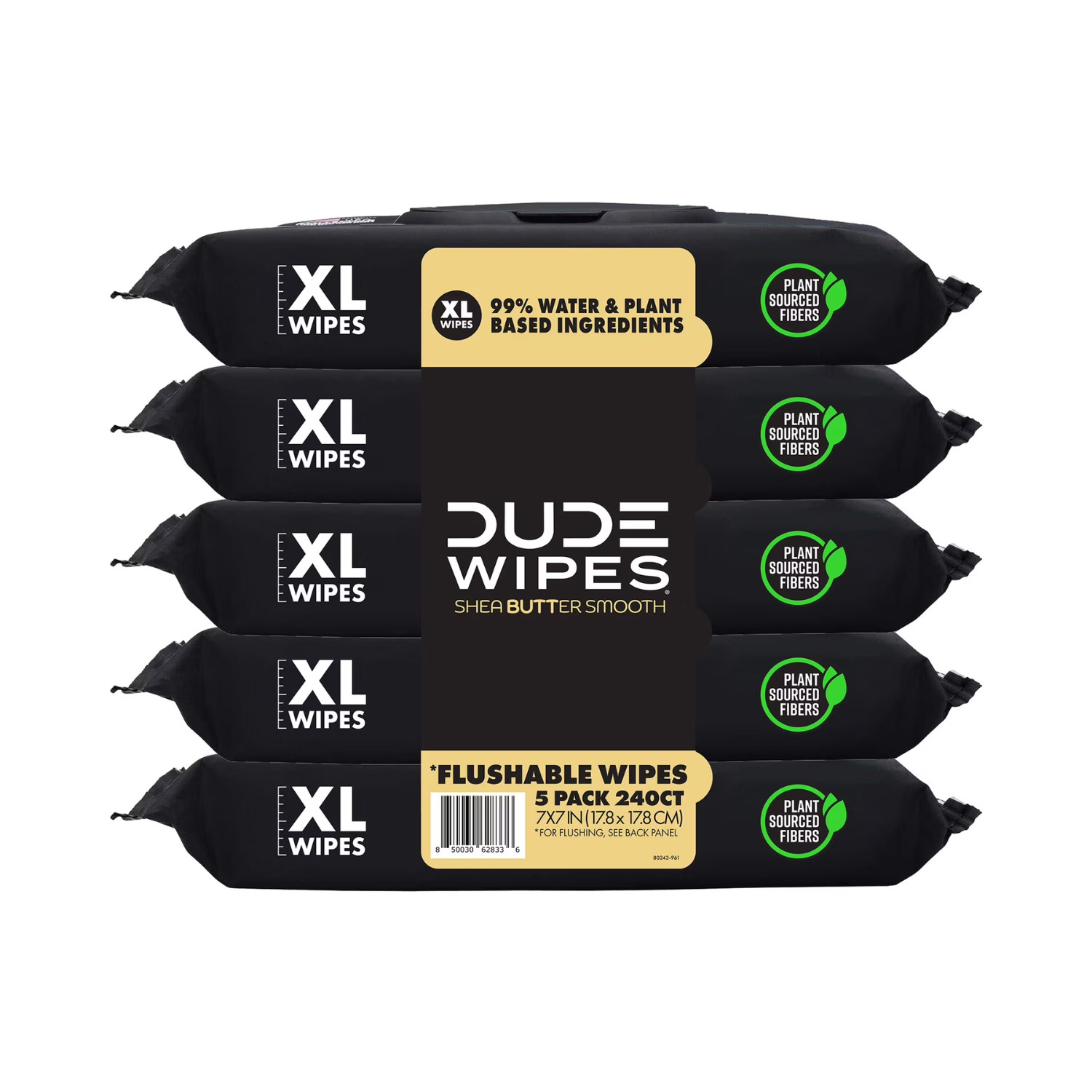 DUDE Wipes Shea Butter Flushable Wet Wipes 240Ct – Extra Large, Septic Safe