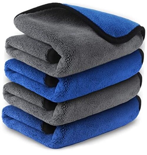 Microfiber Towels for Cars Wash 16 X 16 Inch, Pack of 4, Blue-grey, 800 Gsm