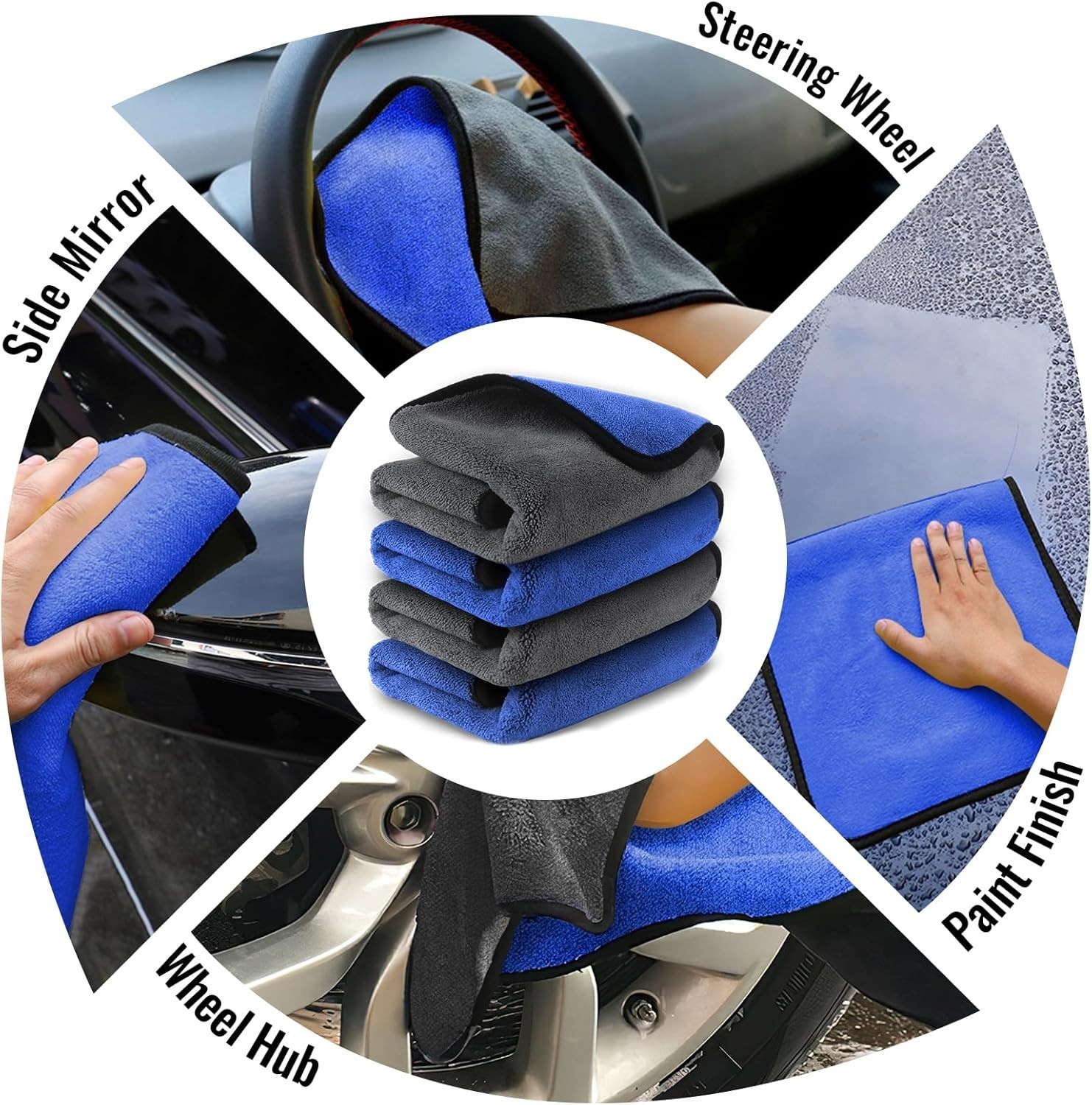 16” x 16” Microfiber Towels for Car Wash & Dry – Streak Free, 800 GSM